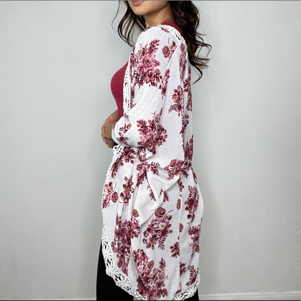 Pink Rose Floral Cardigan